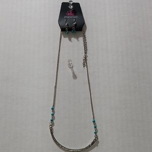 Paparazzi Silver Necklace with Turquoise Accents